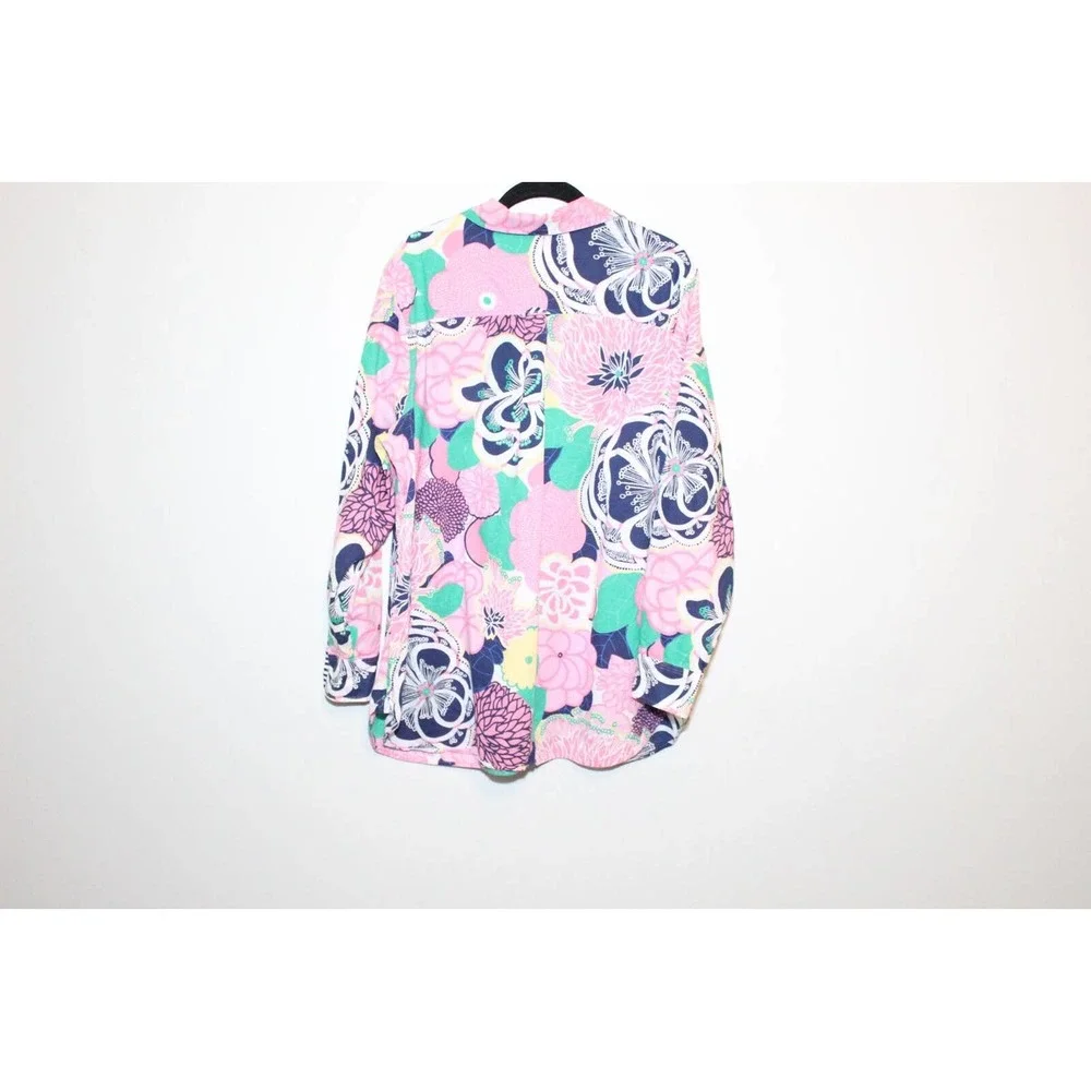 Talbots Floral Popover Textured Lightweight Top Pink Women's Plus Size 2X H14153 - Picture 10 of 12